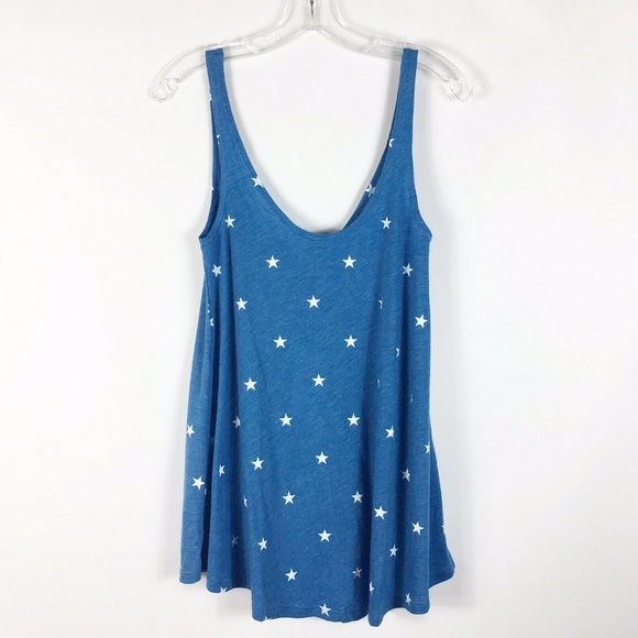 Wildfox Tops - Wildfox Blue White A-Line Swing Tank Star Print